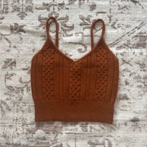 Rust Cable Knit Crop Top